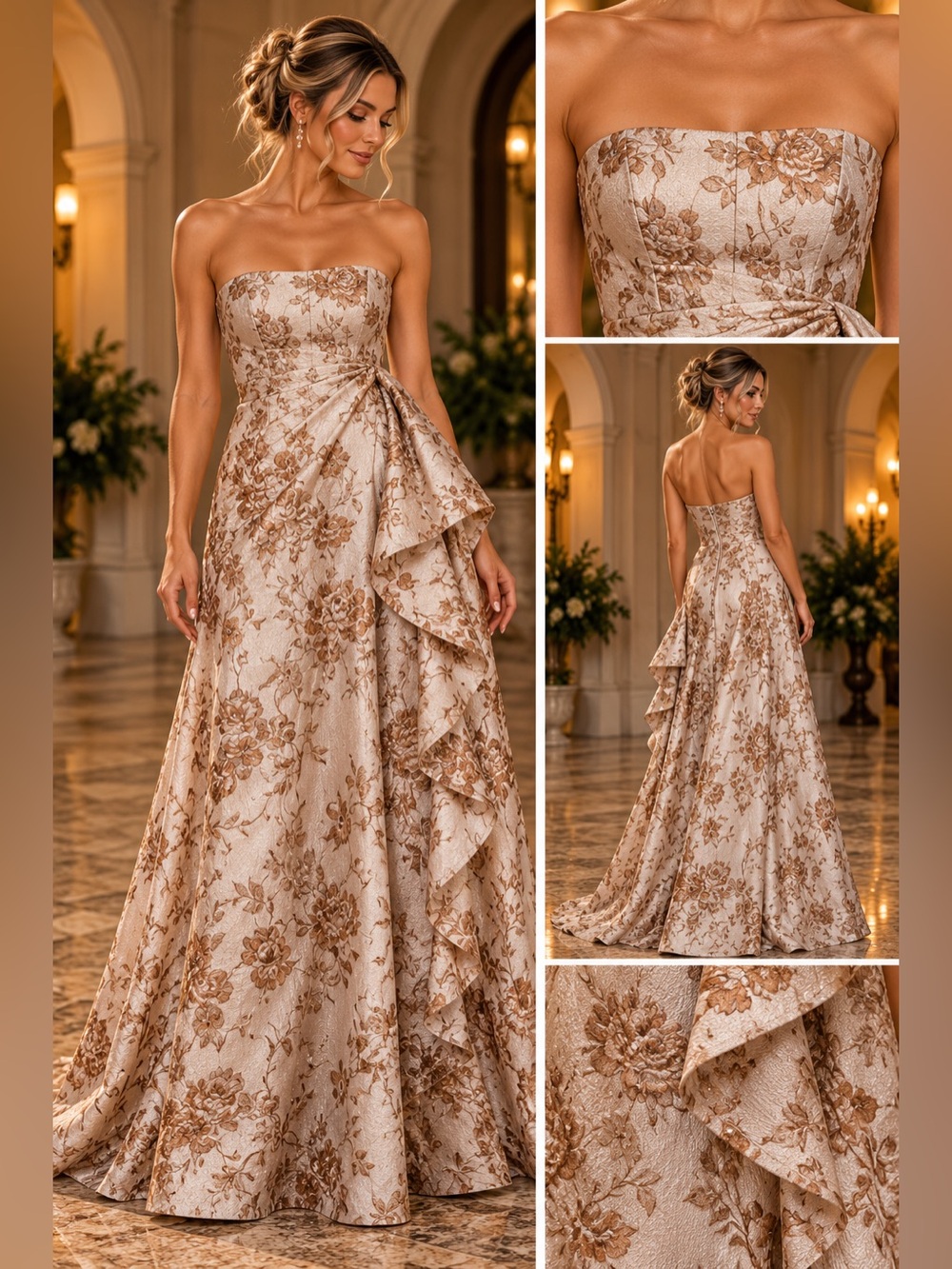 Women's Brocade Evening Gown